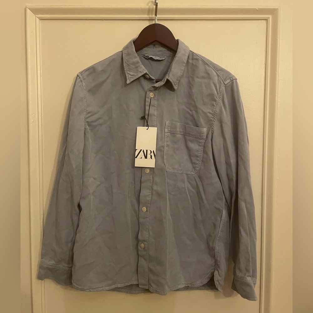 NWT - Zara - Blue Oxford Button Down Shirt - Size Medium